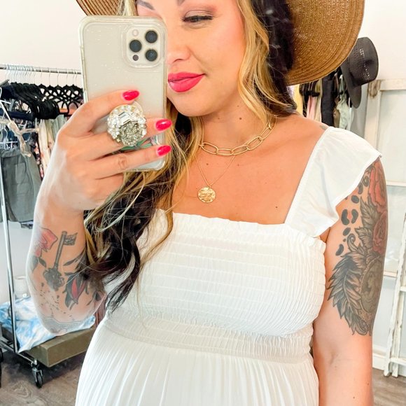 White Smocked Dress - Picture 2 of 3